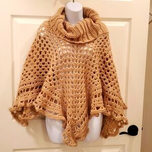 Cozy Tan Crochet Women Sweater